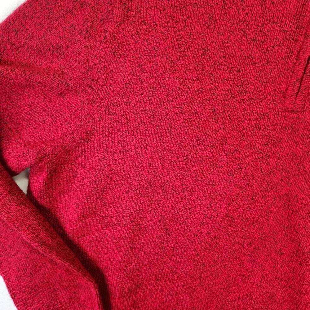 Chaps Mens XL Red Marl Quarter‎ Zip Mock Neck Pullover Sweater Long Sleeve